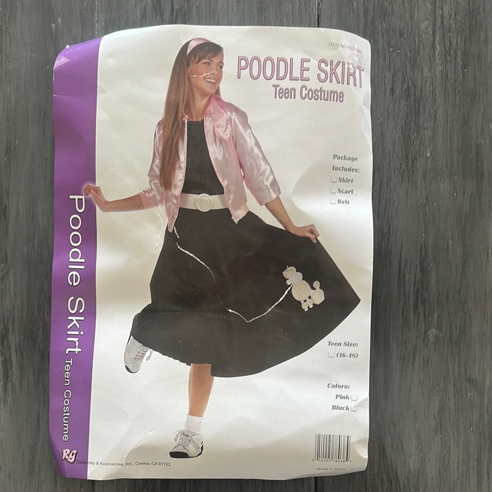 Elegant Black Poodle Skirt with Pink Jacket